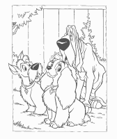 A coloring page of lady and the tramp